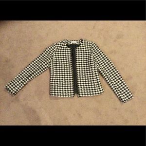 Talbots Black & White Zip Up Blazer
